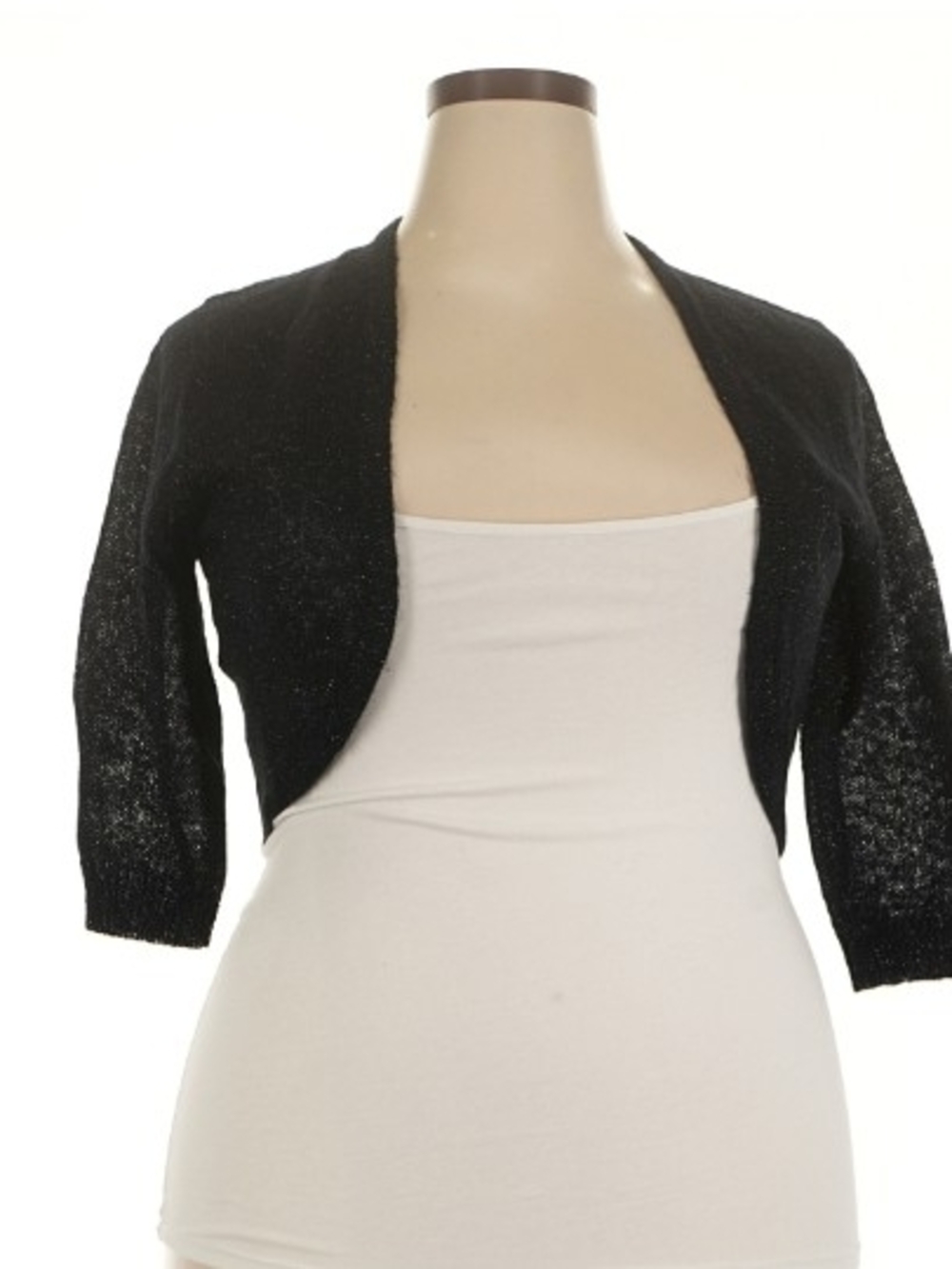GAP Metalic Black Bolero Shrug 3/4 Sleeve Open Front Acrylic/Mohair Size XL-XXL
